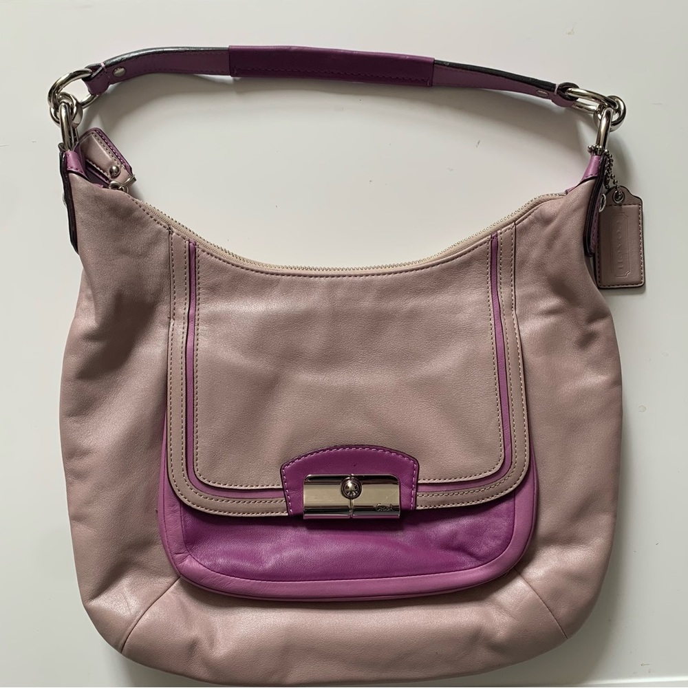 Early 2000s Lavender and Purple Coach Shoulder Bag.